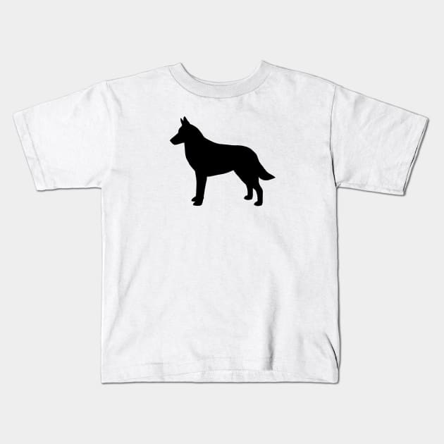 Belgian Malinois Silhouette Kids T-Shirt by Coffee Squirrel